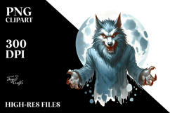 Funny Werewolf in Washed Watercolor PNG Product Image 2