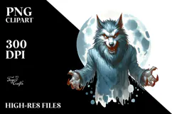 Funny Werewolf in Washed Watercolor PNG Product Image 2