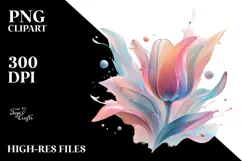 Glossy Tulip in Watercolor, Transparent PNG Product Image 2