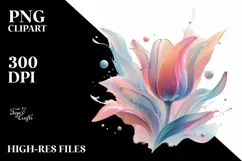 Glossy Tulip Watercolor, Transparent PNG Product Image 1