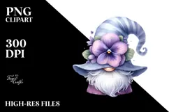 Cute GNOME with Violet PNG Product Image 2
