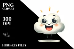 Expressive Cloud with Excited Goofy Smile PNG Product Image 1