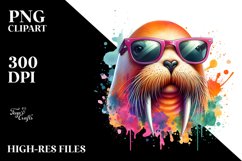 Quirky and Vibrant Walrus Sunglasses Clipart Product Image 1