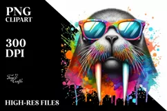 Quirky and Vibrant Walrus Sunglasses Clipart Product Image 3