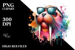 Quirky and Vibrant Walrus Sunglasses Clipart Product Image 3