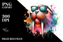 Quirky and Vibrant Walrus Sunglasses Clipart Product Image 3