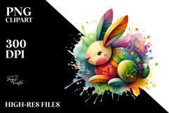 Colorful Wooden Bunny PNG Product Image 2