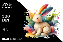 Colorful Wood Bunny PNG Product Image 2