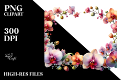 Colorful Horizontal Frame with Orchid, Transparent PNG Product Image 2