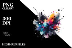 colorful black watercolor splash | Clipart Product Image 1