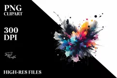 colorful black watercolor splash | Clipart Product Image 1