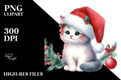 Cute Cat with Santa Hat, Transparent PNG Product Image 2