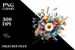 Watercolor Abstract Bouquet Gold Foil Morning Glory Product Image 3