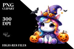 Vibrant Drawing of Baby Unicorn Dressed for Halloween Product Image 3