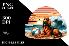 Watercolor Bloodhound Sunset | Sublimation Clipart Product Image 1