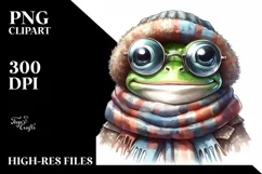 Funny Cute Frog Watercolor Splash | Clipart Product Image 1
