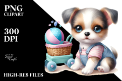 Digital Watercolor Cute Baby Dog PNG Product Image 2