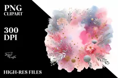 Colorful Pinkish Watercolor Background with Silver Foil Product Image 1