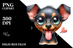 Happy Doberman Pinscher Pup, Watercolor PNG Product Image 2