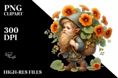 Detailed Gnome Nasturtium Bouquet | Clipart Product Image 3
