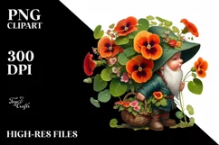 Detailed Gnome Nasturtium Bouquet | Clipart Product Image 3