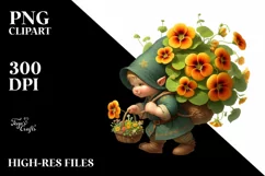 Detailed Gnome Nasturtium Bouquet | Clipart Product Image 3