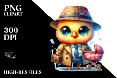 Crazy Baby Chicken Detective PNG Product Image 2