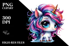 Cute Unicorn with Cool Haircut PNG Product Image 2