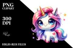 Cute Unicorn with Cool Haircut PNG Product Image 2