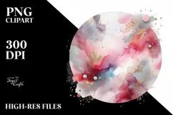 Colorful Pinkish Watercolor Background with Silver Foil Product Image 1