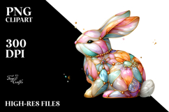 Colorful Pastel Bunny with Golden Insertions, PNG Product Image 2