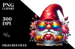 Valentines Gnome with Heart Sunglasses Showing Heart Sign Product Image 2
