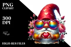 Valentines Gnome with Heart Sunglasses Showing Heart Sign Product Image 2