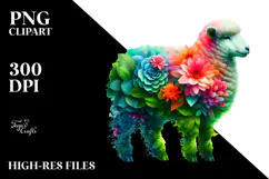 Vibrant Lamb with Floral Body, Transparent PNG Product Image 2