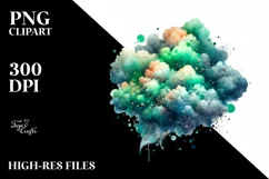 Colorful Greenish Watercolor Cloud with Metallic Insertions Product Image 3