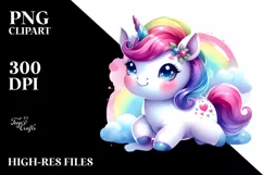 Cute Baby Unicorn Drawing | Sublimation Clipart Product Image 1