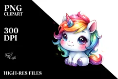 Cute Baby Unicorn Drawing | Sublimation Clipart Product Image 2