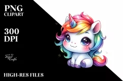 Cute Baby Unicorn Drawing | Sublimation Clipart Product Image 1