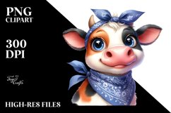 Cow Watercolor Cow Portrait with Housewife Bandana and Goofy Product Image 3