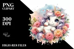 Baby Unicorn Floral Clipart Product Image 3