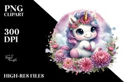 Baby Unicorn Floral Clipart Product Image 1