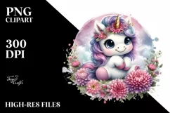 Baby Unicorn Floral Clipart Product Image 1