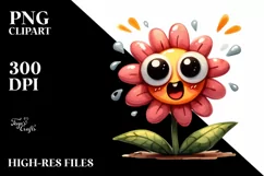 Funny Expressive Flower, High-Res Clipart Product Image 1