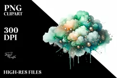 Colorful Greenish Watercolor Cloud with Metallic Insertions Product Image 3