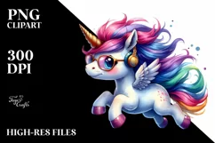 Funny Unicorn Jumping with Cool Haircut, Transparent PNG Product Image 3