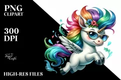 Funny Unicorn Jumping with Cool Haircut, Transparent PNG Product Image 3