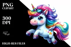 Funny Unicorn Jumping with Cool Haircut, Transparent PNG Product Image 3
