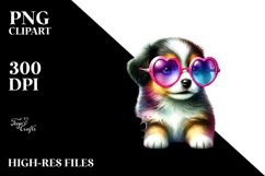 Colorful Puppy with Sunglasses PNG Product Image 2