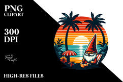 Retro Tropical Gnome Sunset, 20 oz Tumbler PNG Product Image 2