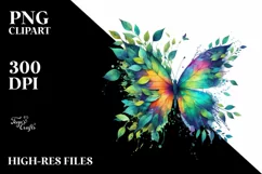 Vibrant Butterfly in Abstract Frame, Watercolor PNG Product Image 3
